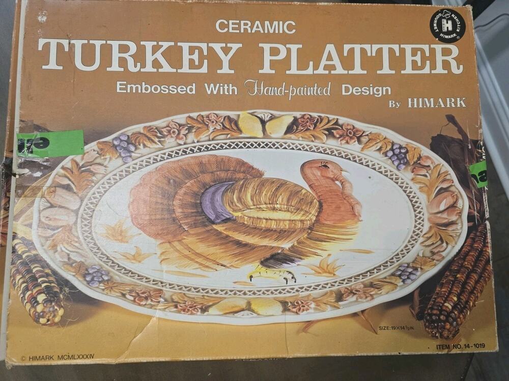 Vintage Mid Century Japan Large Ceramic Turkey Platter Thanksgiving Dinner Dish